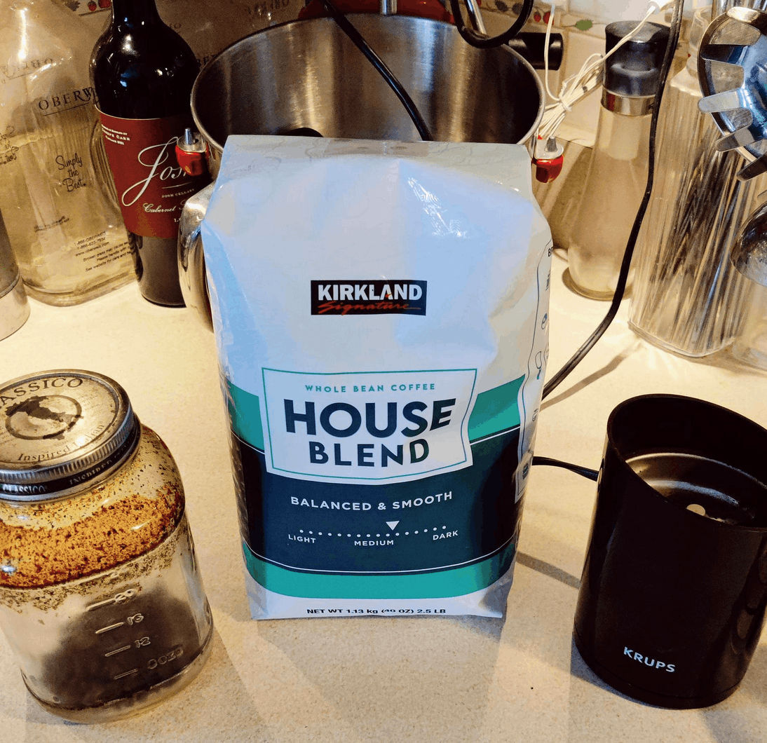 Package of coffee on the counter