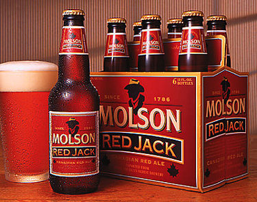 Molson Red Jack Six Pack and Bottle